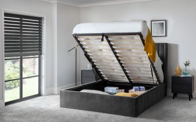 Grey Velvet Bed with storage