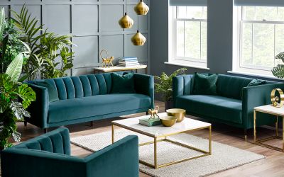 Teal Velvet 3 Seater Sofa