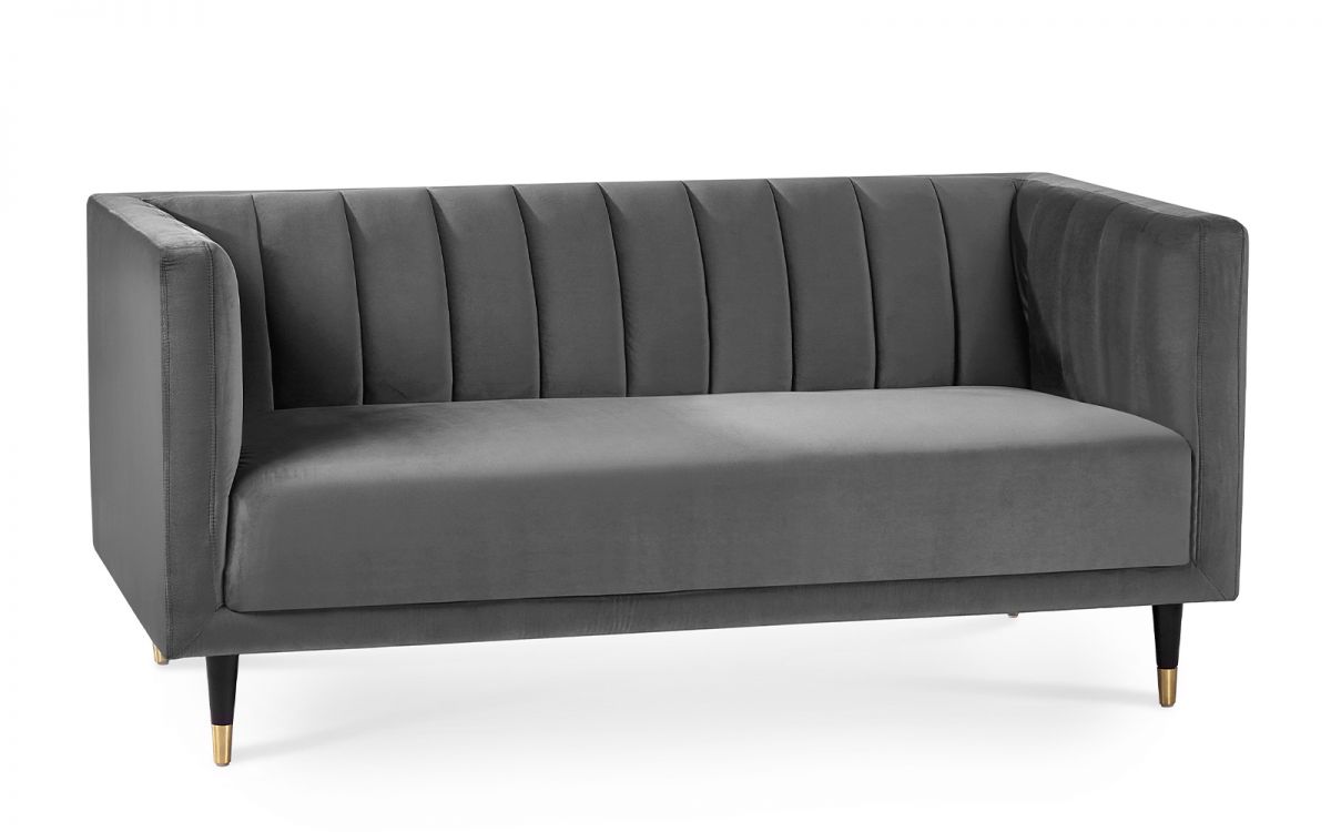 Grey Velvet 2 Seater Sofa
