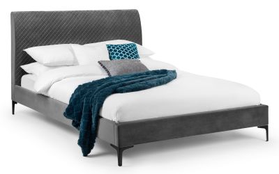 Quilted Design Grey Velvet Bed