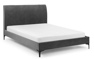 Quilted Design Grey Velvet Bed